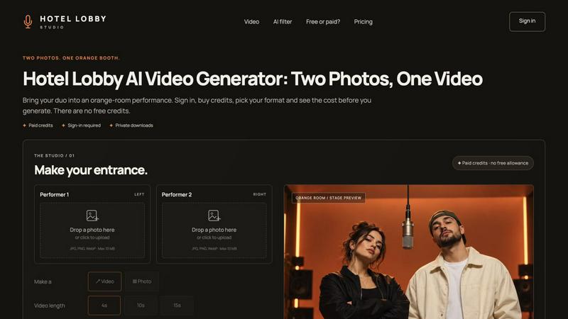 Hotel Lobby Studio application interface and features